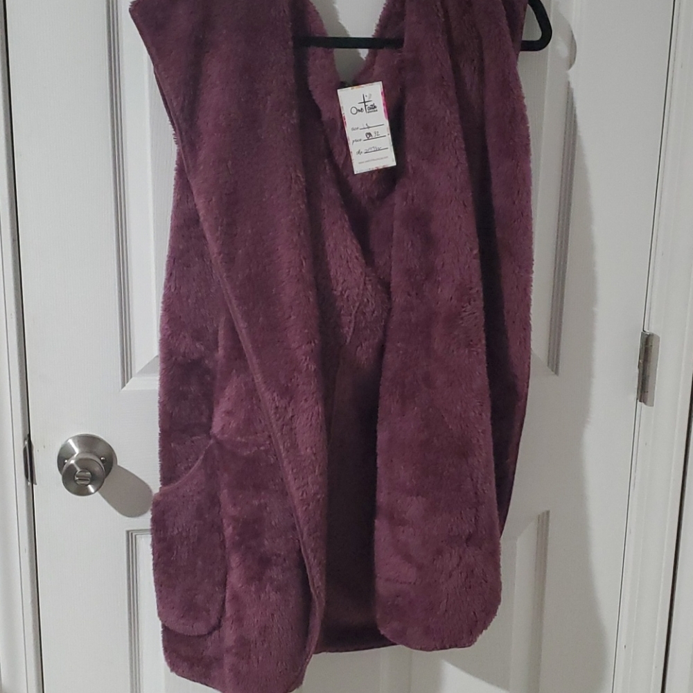 Purple hooded with pocket vest